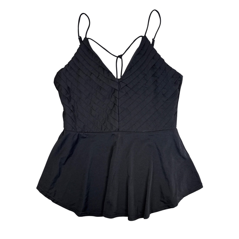 Jessica Simpson Black Pleated Chevron Peplum Camisole Tank Top Womens Large